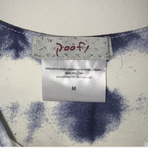 TIE DYE White & Navy Boho Festival Crop Top Medium - Picture 6 of 6